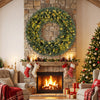 60 Inch Pre-Lit Artificial Christmas Wreath 200 LED Warm White Lights-1 Piece - Gallery View 1 of 9