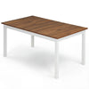 Rectangular 60-inch dining table with solid rubber wood legs, featuring a brown wooden texture for kitchen or.