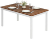 Rectangular 60-inch dining table with solid rubber wood legs, featuring a brown wooden texture, ideal for kitchens and.