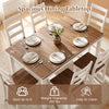 Rectangular 60" x 36" dining table with solid rubber wood legs, seating up to 6, ideal for kitchens and restaurants.