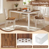 60-inch rectangular dining table with solid rubber wood legs, featuring a wooden texture and reinforced support for.