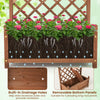 60-inch tall raised garden bed in brown with diamond lattice trellis, featuring drainage holes for healthy plant growth.