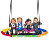 Colorful 60-inch saucer swing with LED lights, featuring kids enjoying playtime together, suitable for all ages.