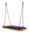 Multicolor 60-inch saucer swing with LED lights, sturdy steel frame, and Oxford fabric seat for kids and adults.