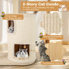 2-story cat condo with sisal scratching mat exterior, bamboo interior, and two access holes for cozy cat relaxation.