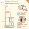 60-inch tall cat tree with a 2-story condo, sisal scratching posts, and removable plush cushions for easy cleaning.