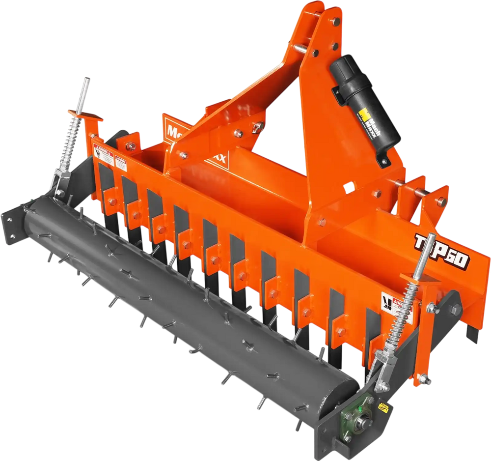 60" Heavy Duty Soil Pulverizer,  Single Spiked Roller,  21 Shanks,  Category 1 and 2,  3 Point Hitch Tractor Attachment,  TSP60
