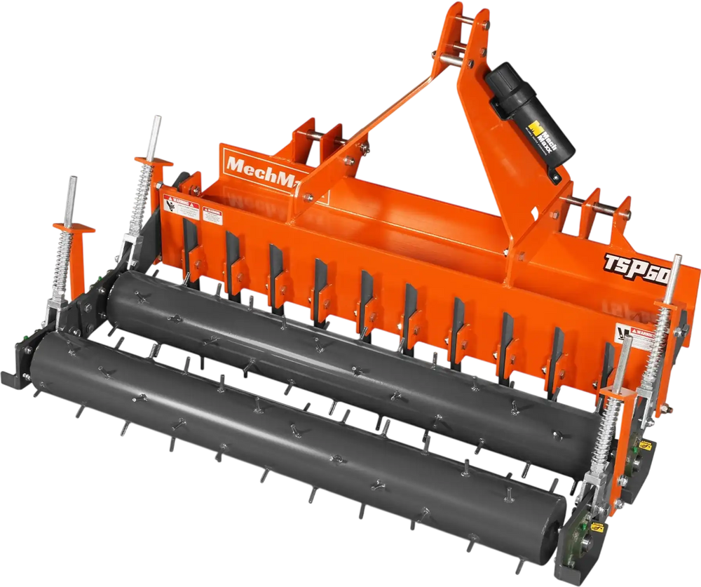 60" Heavy Duty Soil Pulverizer,  Double Spiked Roller,  21 Shanks,  Category 1 and 2,  3 Point Hitch Tractor Attachment,  TSP60D