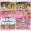 Detail view of the trampoline's sturdy galvanized steel frame with powder-coated finish, designed for durability and.