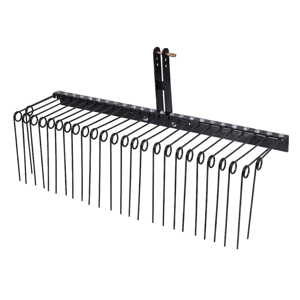 60 inch Pine Straw Rake Tow Behind Landscape Rake with 26 Metal Coil Tines-Black - Gallery View 1 of 1