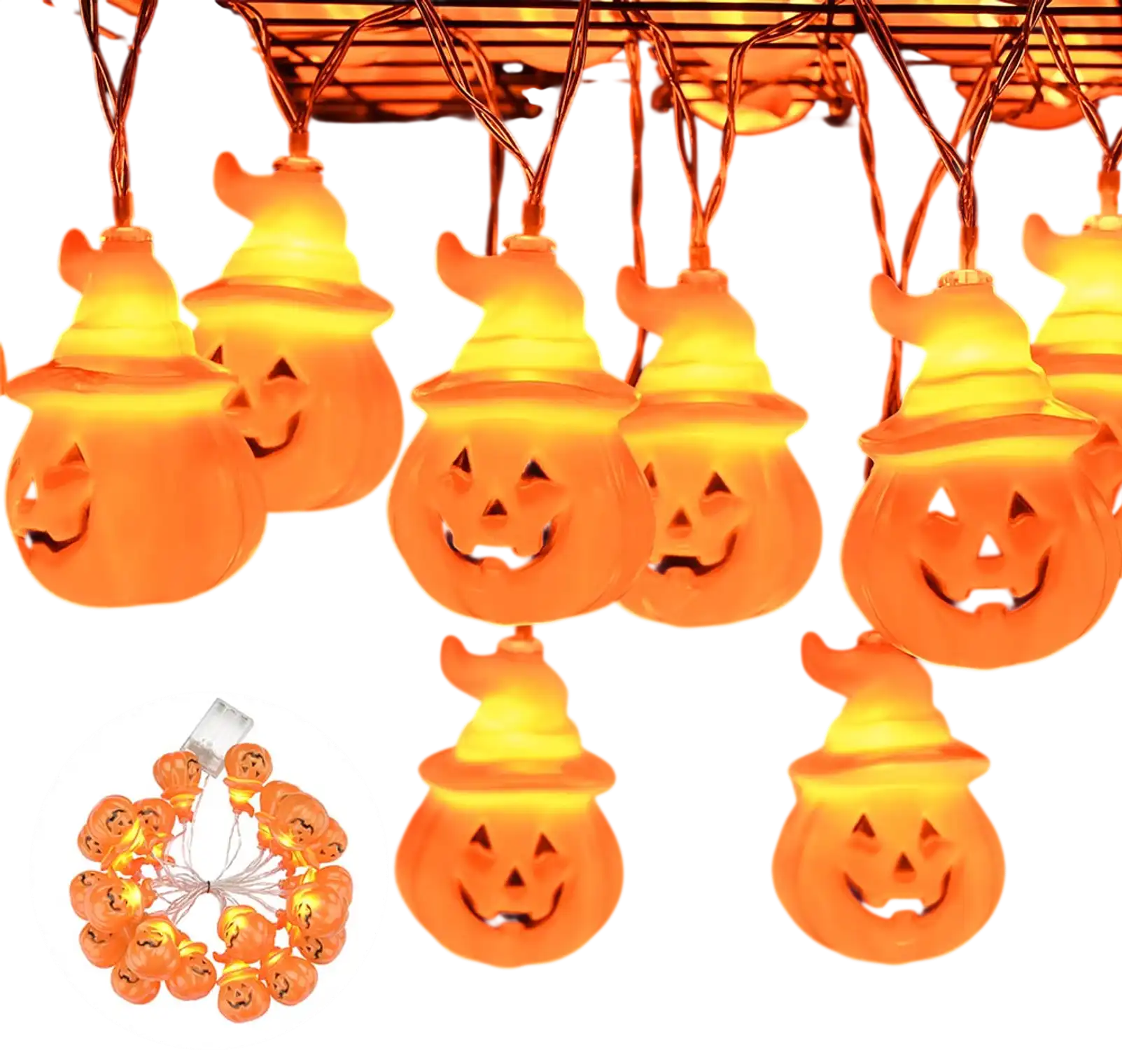Yescom String Light 10Ft Orange Pumpkin 20 LEDs New