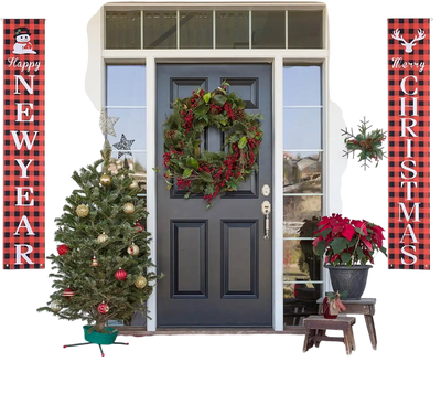 Yescom Christmas Door Welcome Sign Happy New Year Set of 2 New