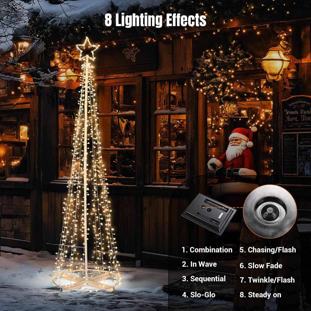 Yescom Outdoor Christmas Tree 9ft Prelit Lightshow Solar Powered RGB New