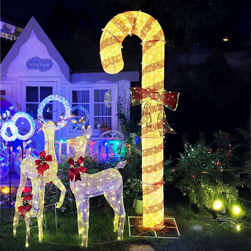 Yescom LED Candy Cane Lawn Outdoor Decoration 8ft New