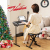 61-key electronic keyboard piano starter set with stand, bench, and headphones, ideal for beginner musicians.