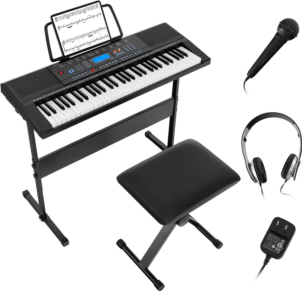61-Key Electronic Keyboard Piano Starter Set with Stand Bench and Headphones