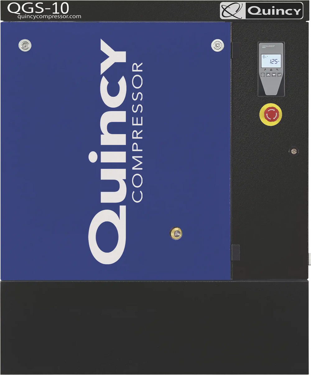 Quincy Compressor QGS-10 Rotary Screw Air Compressor Floor Mounted, 208/230/460 Volt, 3-Phase, 38.8 CFM at 125 PSI New