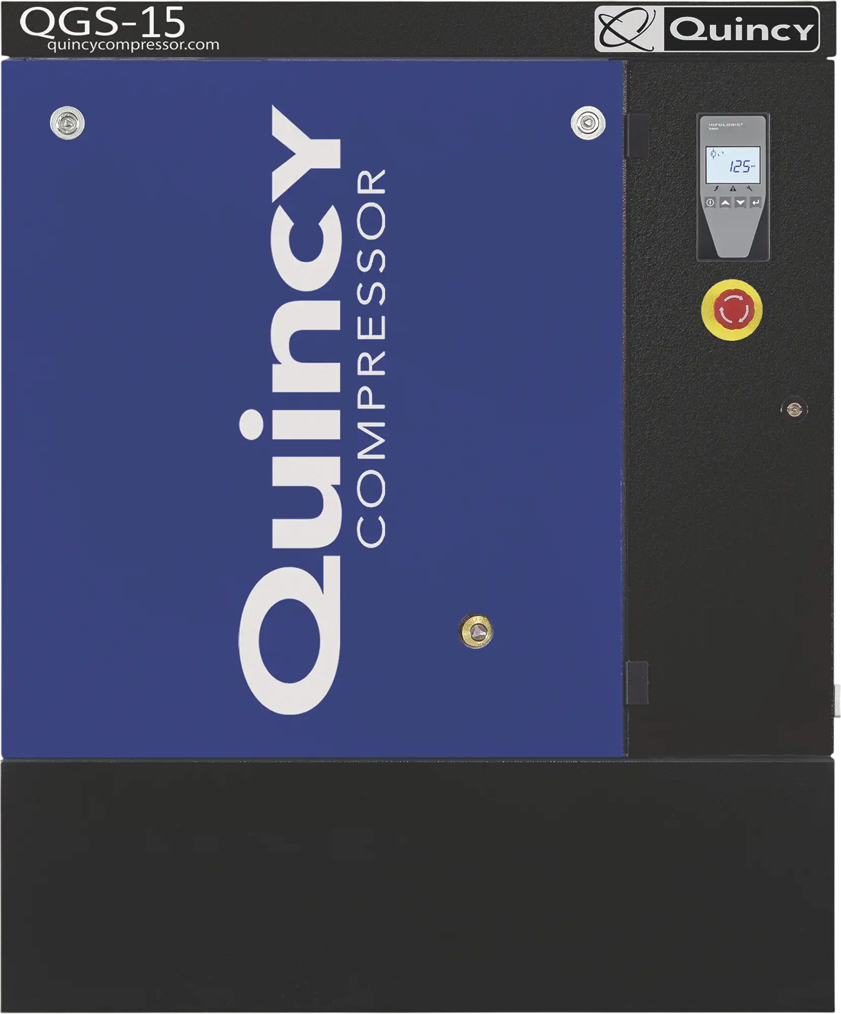Quincy Compressor QGS-15 Rotary Screw Air Compressor Floor Mounted, 3-Phase, 15 HP, 54.9 CFM @ 125 PSI New