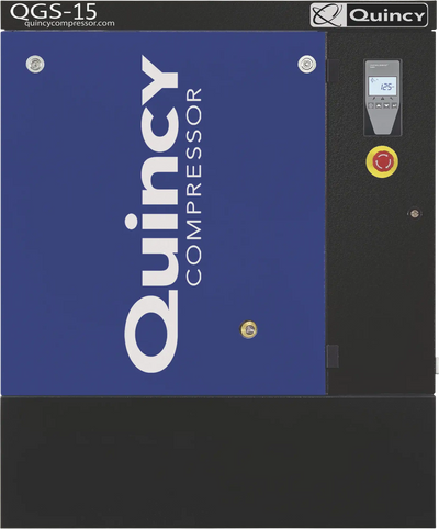 Quincy Compressor QGS-15 Rotary Screw Air Compressor Floor Mounted, 3-Phase, 15 HP, 54.9 CFM @ 125 PSI New