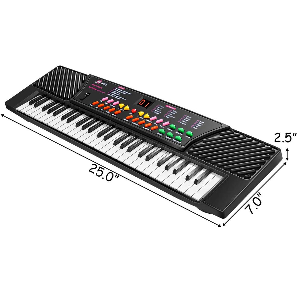 54-key kids electronic music piano with LED display, recording functions, and lightweight design for easy portability.