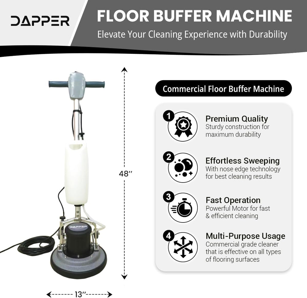 Dapper Supply Floor Buffer 13" Multi-Purpose Machine with Scouring Pads New