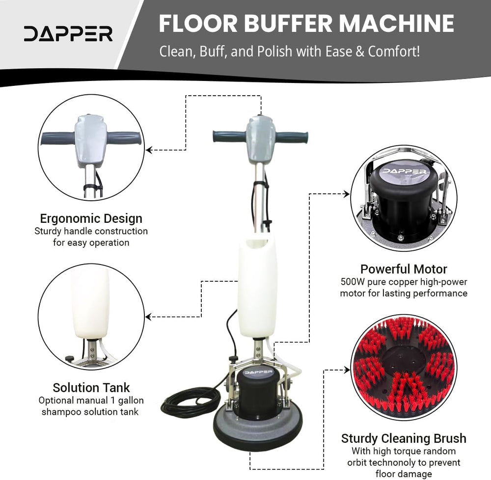 Dapper Supply Floor Buffer 13" Multi-Purpose Machine with Scouring Pads New