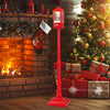 Red 61-inch Christmas musical street lamp post with detachable snow globe lantern, ideal for festive holiday decor.