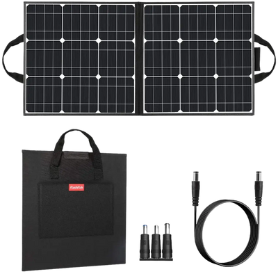 Flashfish 50W 18V Portable Foldable Solar Panel With 5V USB 18V DC Output Compatible With Portable Generators, Smartphones, Tablets And More New