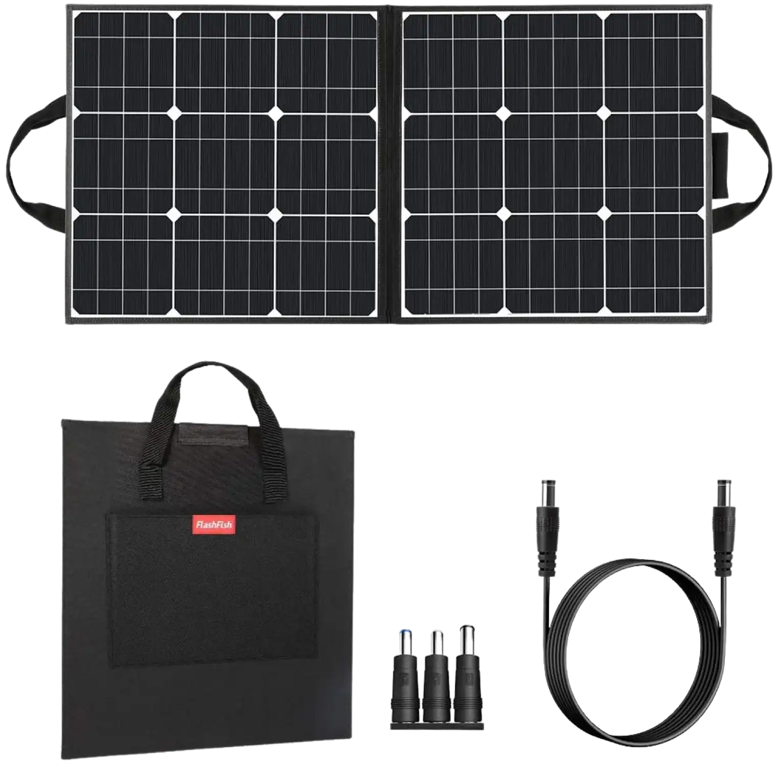 Flashfish 100W 18V Portable Foldable Solar Panel With 5V USB 18V DC Output Compatible With Portable Generators, Smartphones, Tablets And More New