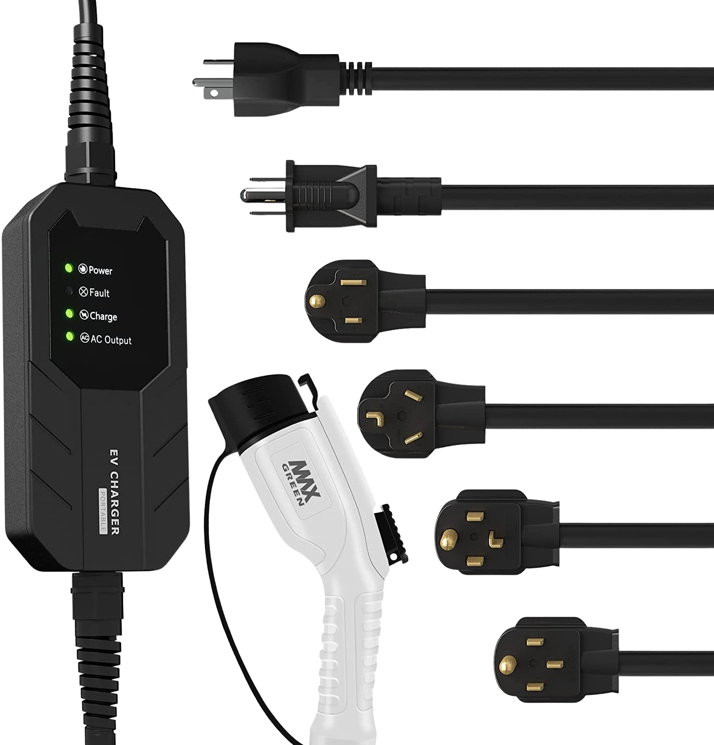 Megear Max Green Level 1 & 2 100 - 240V 16A Five Adapters Included 25ft EV Charging Station New