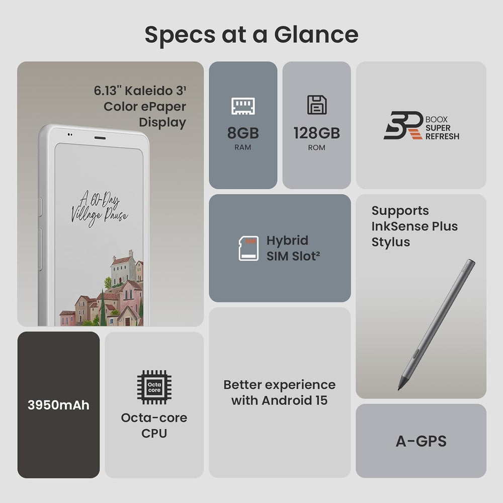 Boox Palma 2 Pro Mobile ePaper Device 6.13" Color Screen 300PPI 128 GB New