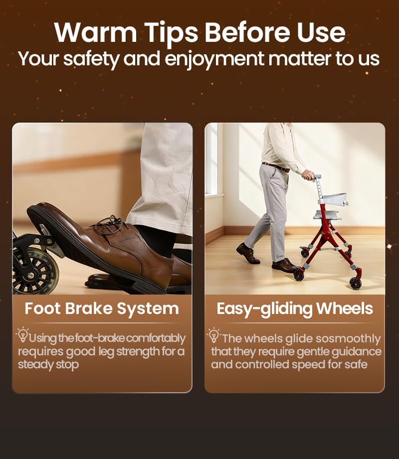 Vocic Z35 PackGo Rollator Walker Lightweight Foldable 300 lb Capacity New