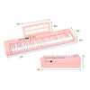 61-key pink foldable piano keyboard with MIDI function, adjustable touch response, and dual keyboard for duet playing.