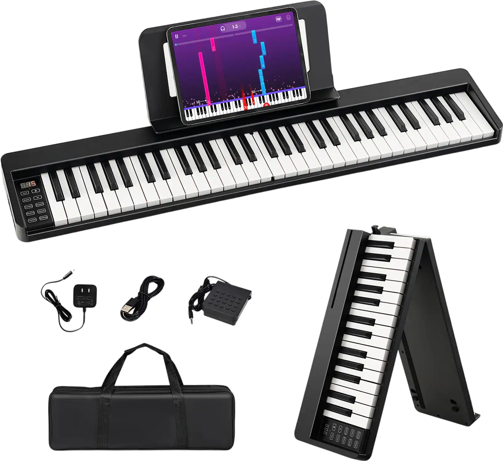 Costway 61-Key Folding Piano Keyboard Full Size Keys Music Stand 97351468 New