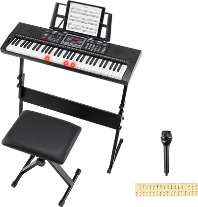 Costway 61-Key Beginner Keyboard Piano w/ Stand Stool Lighted Keys 39693330 New