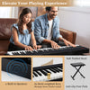 61-key portable electronic keyboard piano set with stand and stool, featuring built-in speakers and semi-weighted keys.