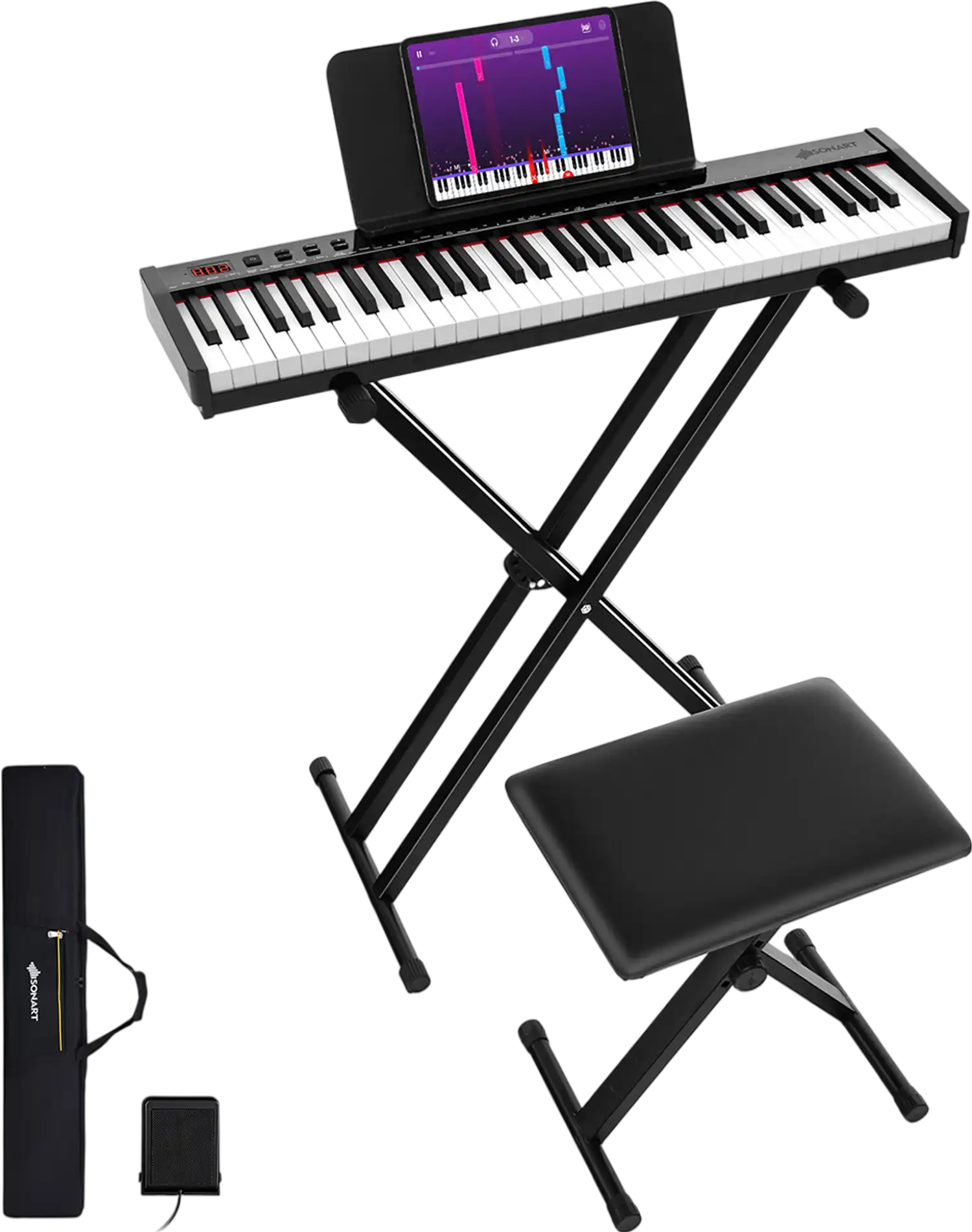 Costway 61-Key Portable Electronic Keyboard Piano Set with Stand and Stool 25493861 New