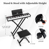 61-key portable electronic keyboard set with adjustable stand and padded stool for comfortable playing experience.