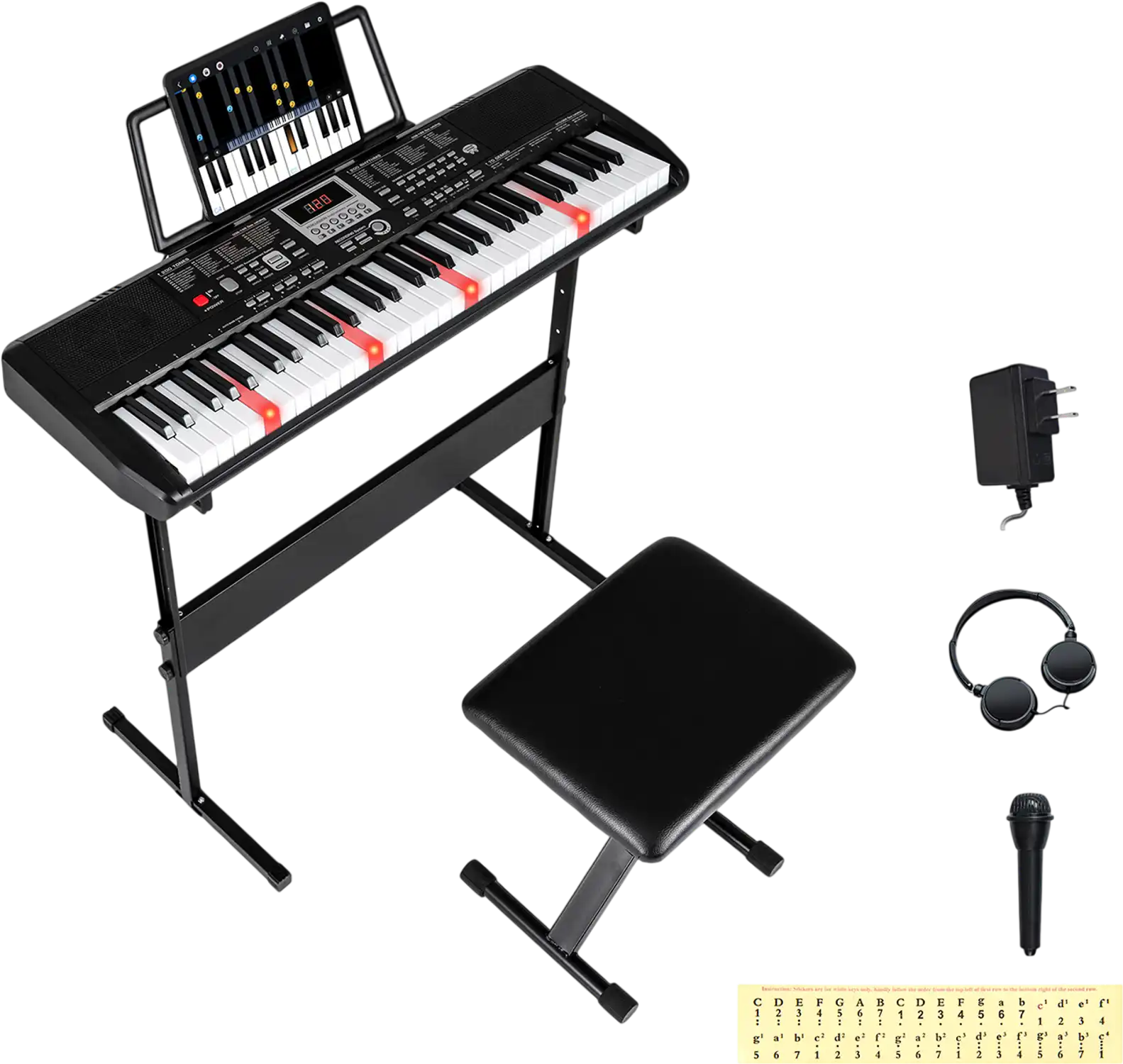 Costway 61-Key Beginner Electric Piano Keyboard Kit w/ Adjustable Stand Stool 35832303 New