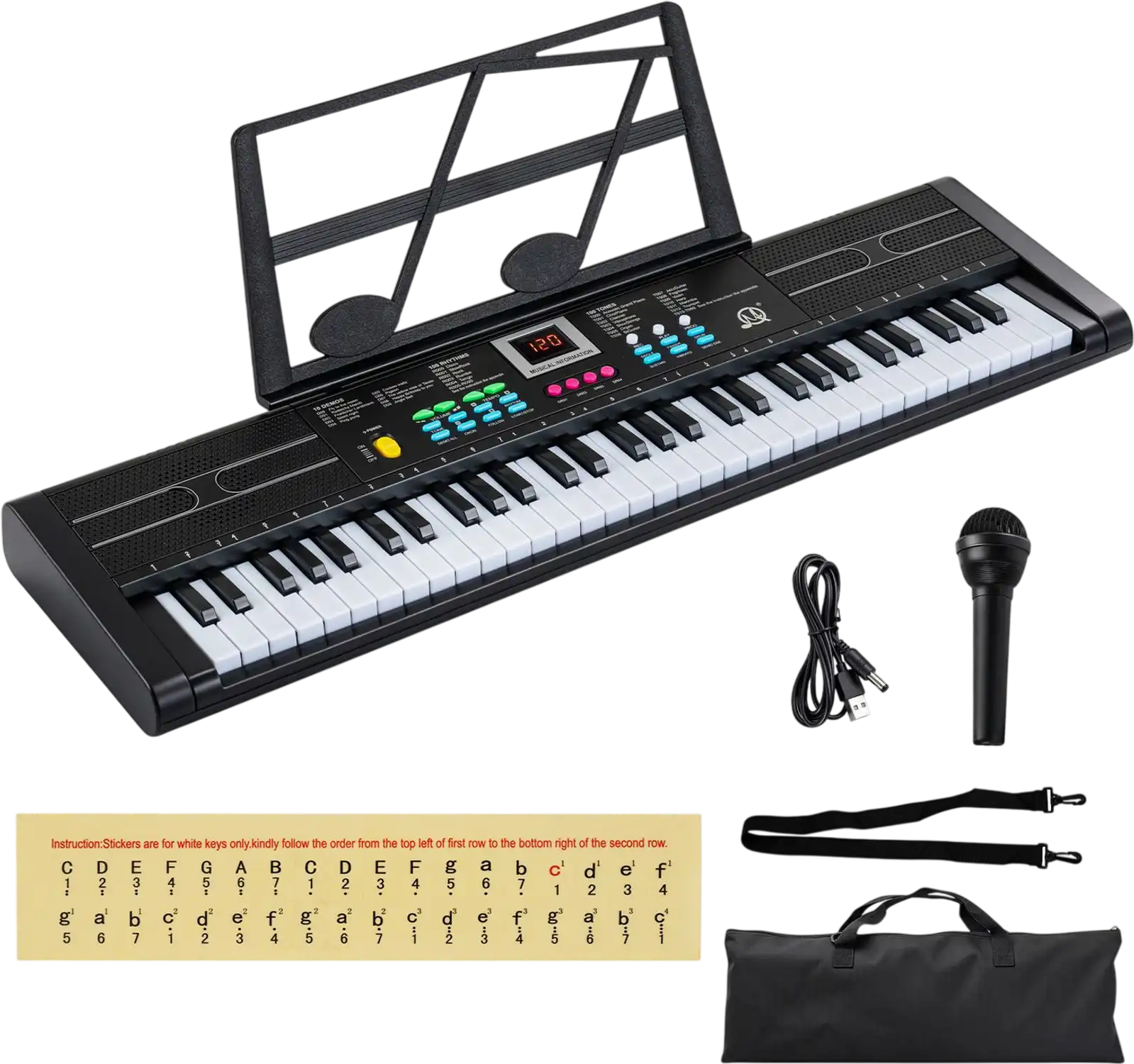 Costway 61-Key Kids Piano Keyboard w/ Microphone Music Stand 30195486 New