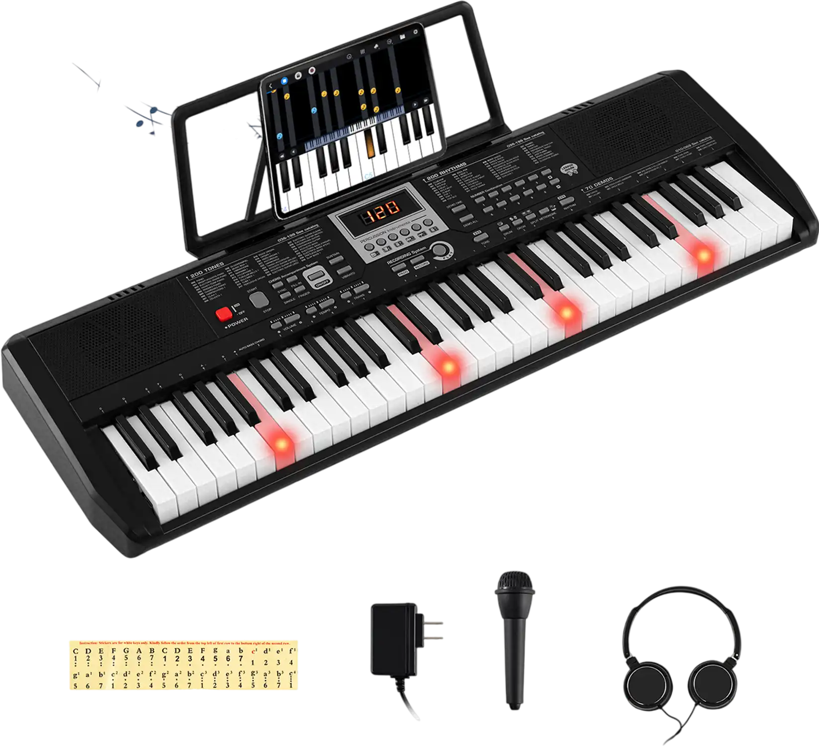 Costway 61-Key Portable Electric Piano Keyboard Kit 200 Rhythms 200 Tones 43392483 New