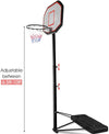 Height adjustable basketball hoop with a 43-inch rim, durable steel frame, and a base for added support.