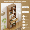 Tall freestanding bookcase with 8 open cubes and large drawer, ideal for books and ornaments in a modern decor.