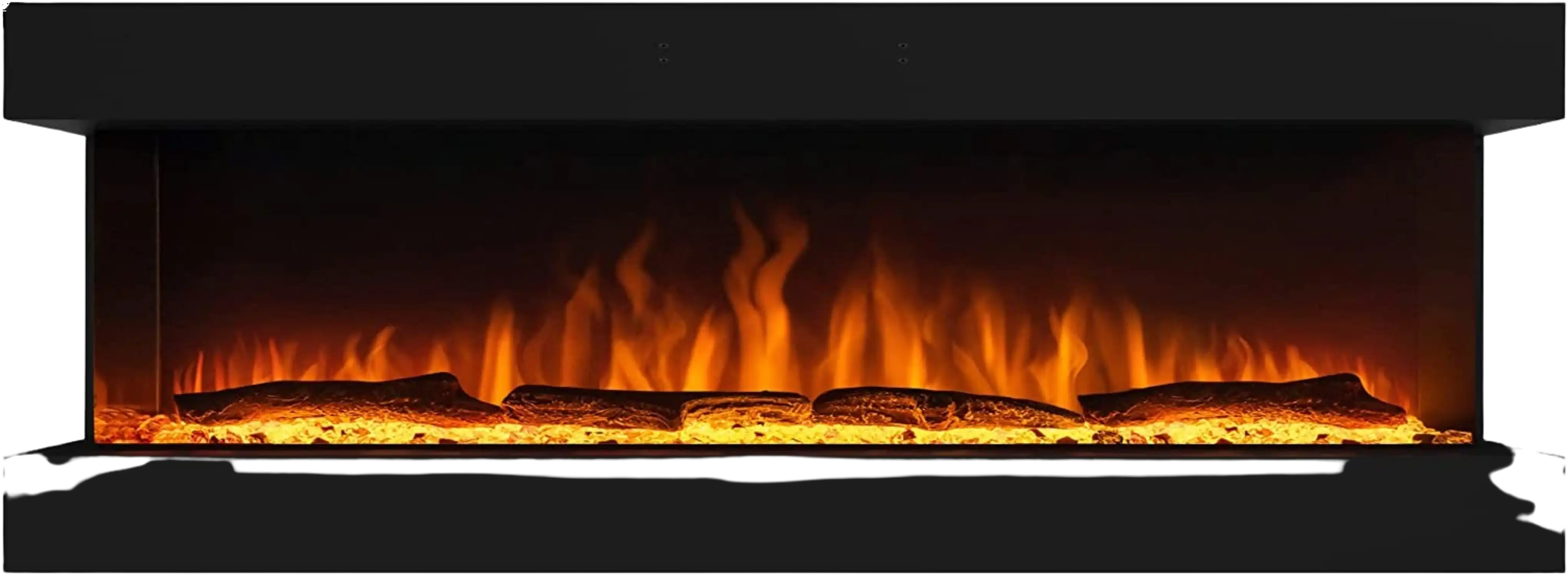 Valuxhome TS60 64 in. 1500W 3-Sided Recessed and Wall Mounted Electric Fireplace with Remote LED Lights Logs and Crystals Black New
