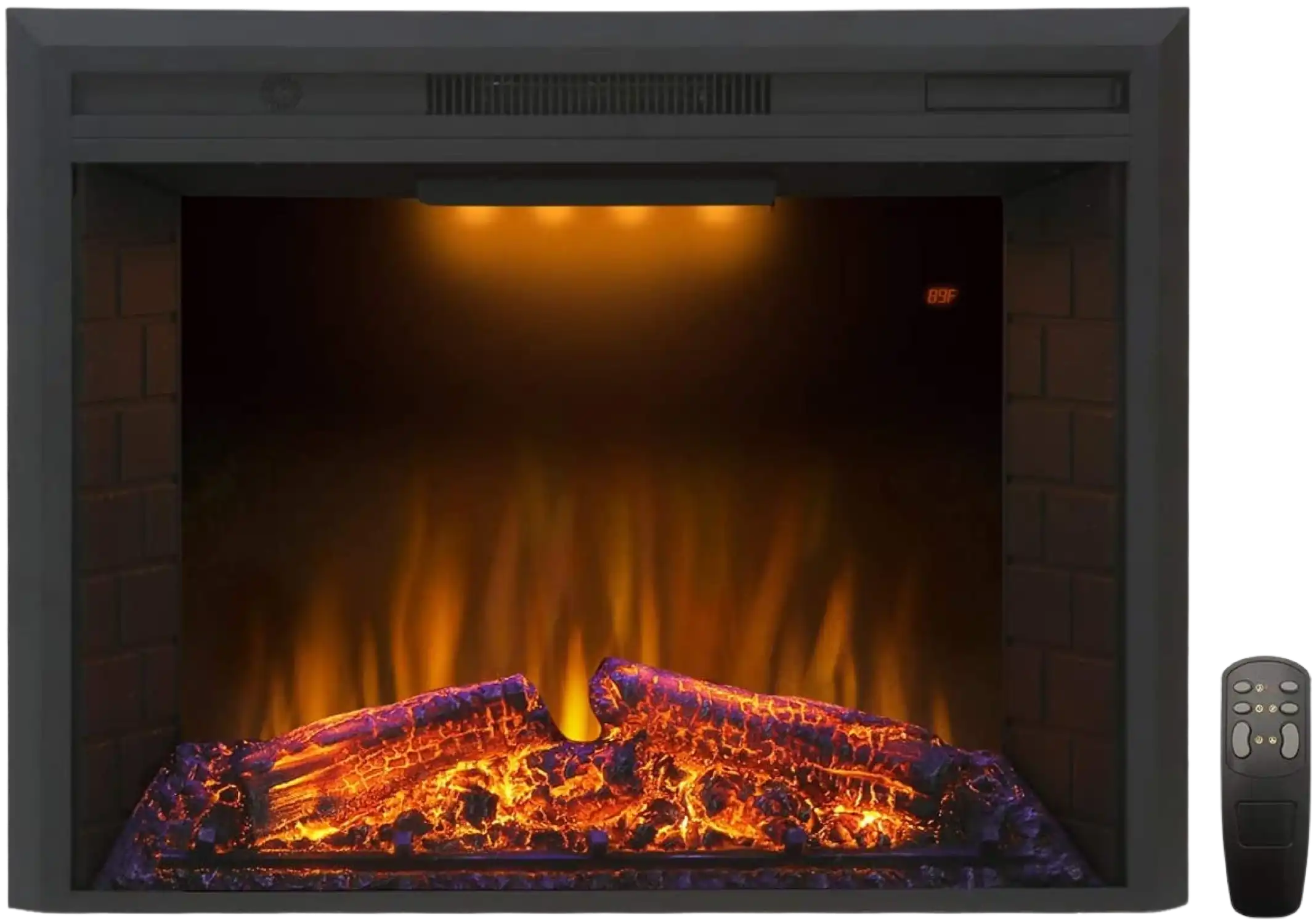 Valuxhome EF30T 33 in. 750/1500W Electric Fireplace Insert with Remote Overheating Protection and Fire Crackling Sound Black New