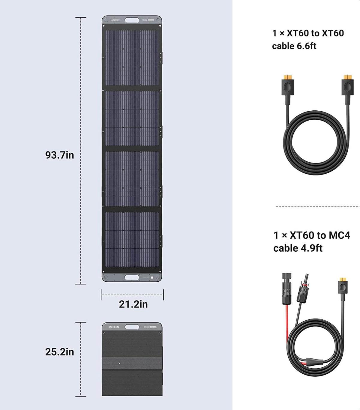UGREEN SC200 Foldable Solar Panel for Portable Power Station 200W New