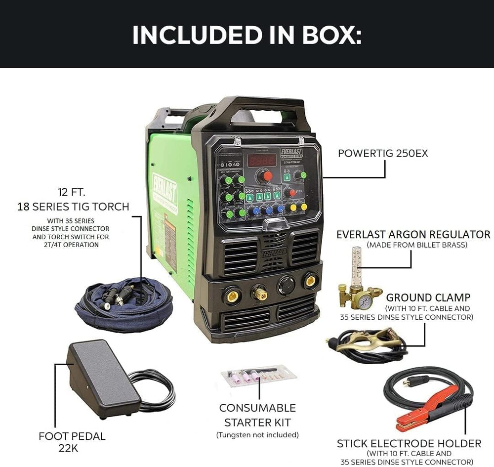 Everlast PowerTIG 250EX Welder Digital Inverter TIG/Stick AC DC 250Amp 220/240V New