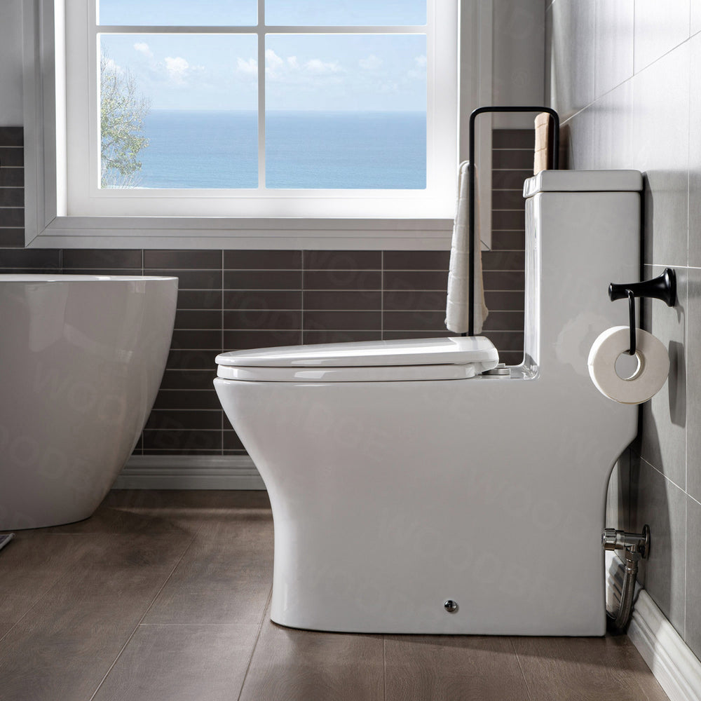 WOODBRIDGE Moder Design, Elongated One piece Toilet Dual flush 1.0/1.6 GPF,with Soft Closing Seat, white, T-0032