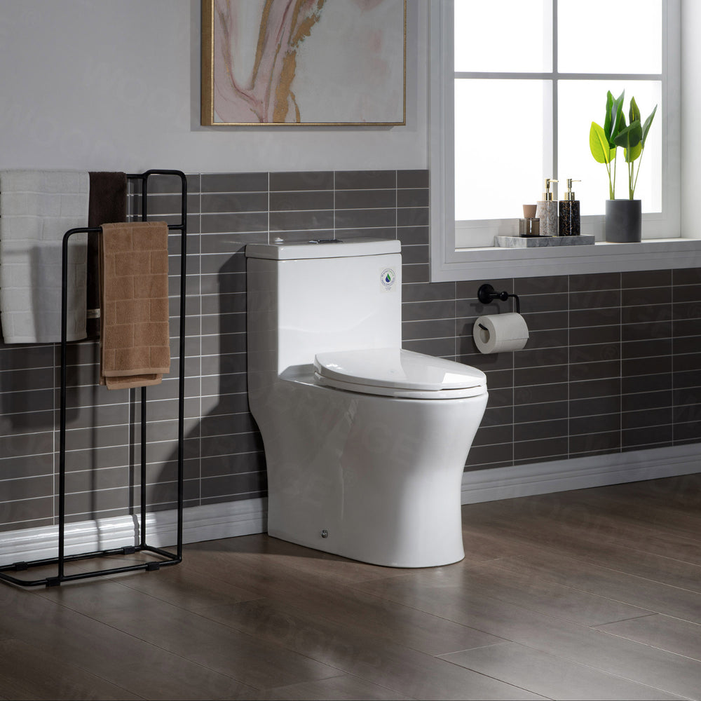 WOODBRIDGE Moder Design, Elongated One piece Toilet Dual flush 1.0/1.6 GPF,with Soft Closing Seat, white, T-0032
