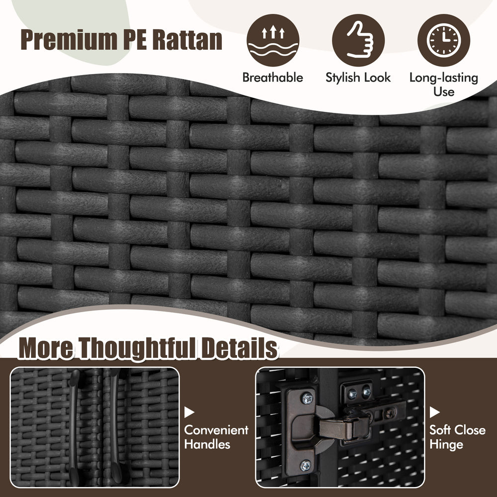 Costway Wicker Wardrobe 62" Rattan Closet with Hanging Rod New